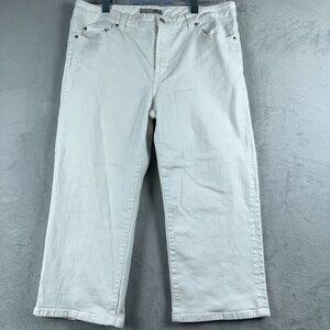 Chico's Platinum Capri Straight Jeans Denim Stretch Cotton Womens White Size 2.5